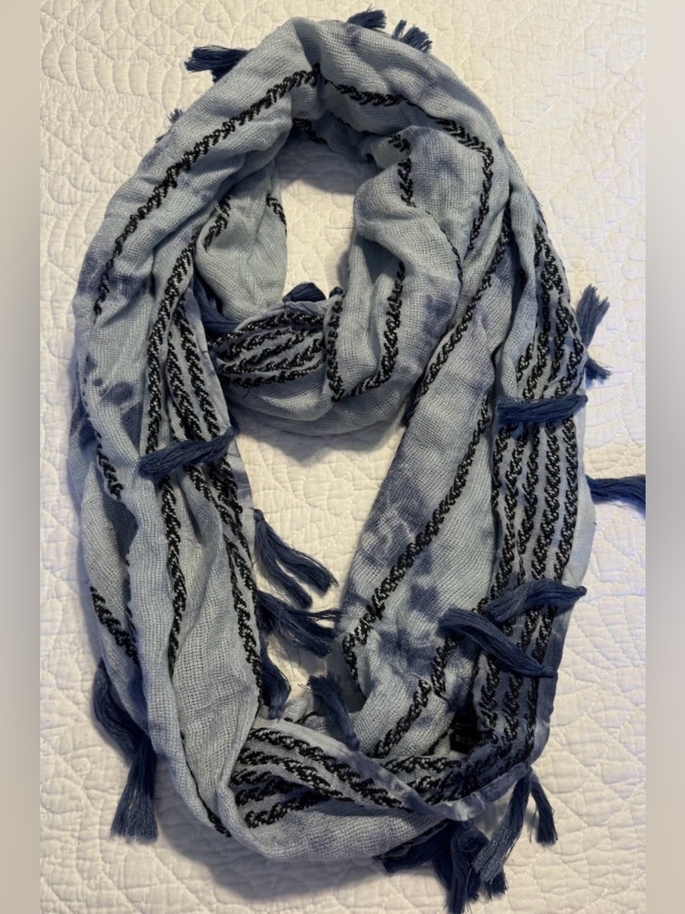 BCBG Max Azria Blue/Black Tie-Dye  Infinity Wrap/Scarf-NWOT